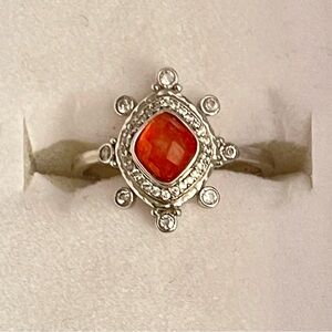 Genuine red quartz in rhodium plating RBP2859 Fearless and True antique look